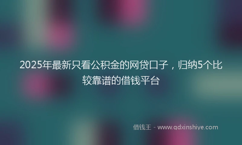 2025年最新只看公积金的网贷口子，归纳5个比较靠谱的借钱平台