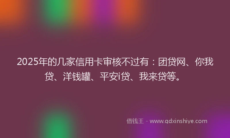 2025年的几家信用卡审核不过有：团贷网、你我贷、洋钱罐、平安i贷、我来贷等。