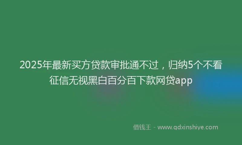 2025年最新买方贷款审批通不过，归纳5个不看征信无视黑白百分百下款网贷app