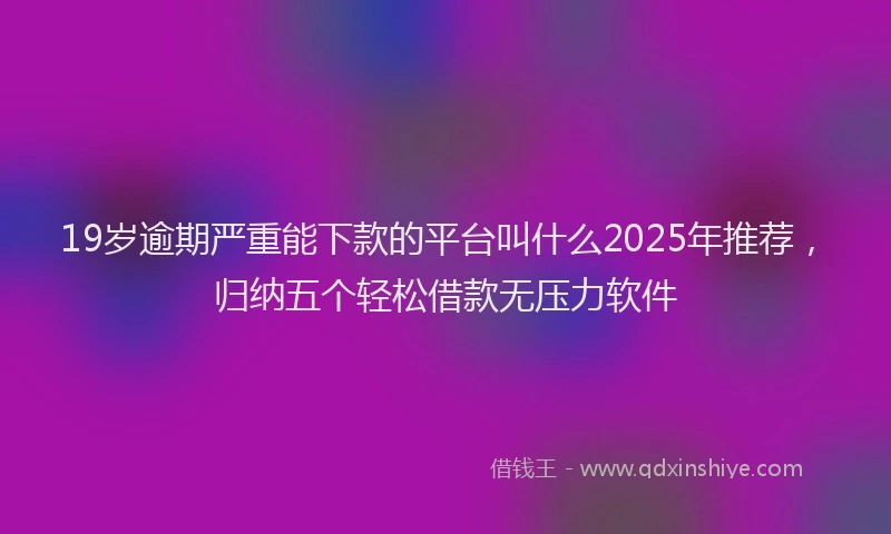 19岁逾期严重能下款的平台叫什么2025年推荐，归纳五个轻松借款无压力软件