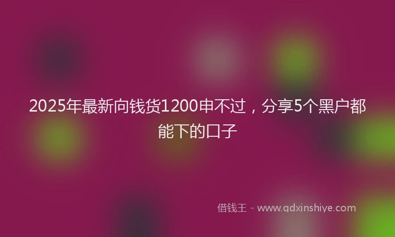 2025年最新向钱货1200申不过，分享5个黑户都能下的口子