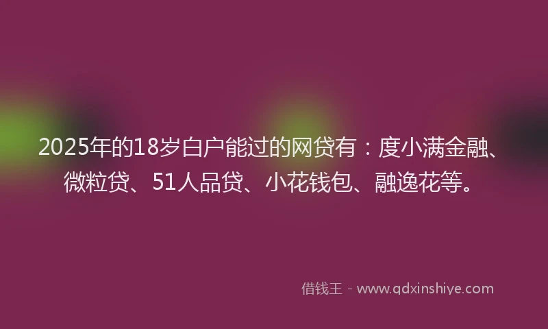 2025年的18岁白户能过的网贷有：度小满金融、微粒贷、51人品贷、小花钱包、融逸花等。