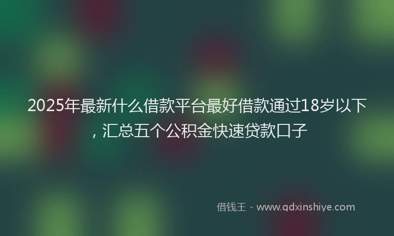 2025年最新什么借款平台最好借款通过18岁以下，汇总五个公积金快速贷款口子