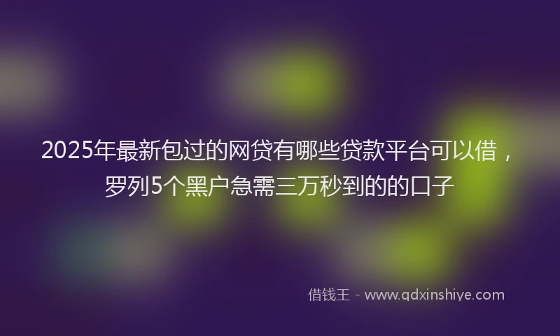 2025年最新包过的网贷有哪些贷款平台可以借，罗列5个黑户急需三万秒到的的口子