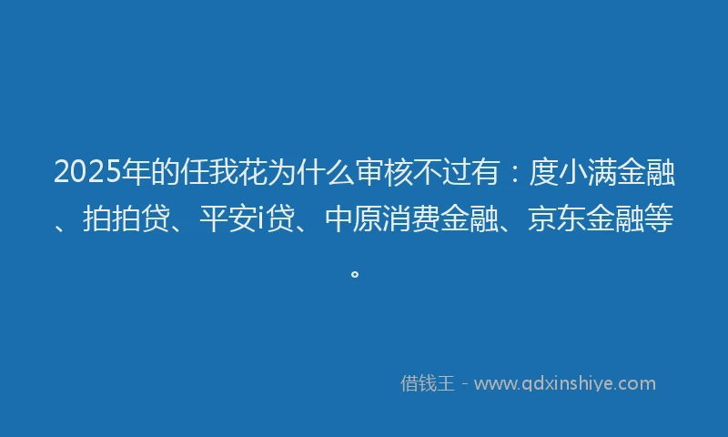 2025年的任我花为什么审核不过有：度小满金融、拍拍贷、平安i贷、中原消费金融、京东金融等。