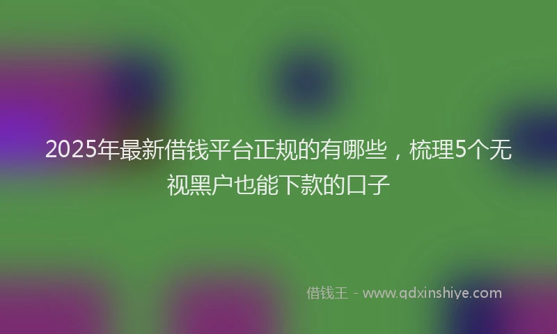 2025年最新借钱平台正规的有哪些，梳理5个无视黑户也能下款的口子