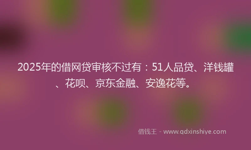 2025年的借网贷审核不过有：51人品贷、洋钱罐、花呗、京东金融、安逸花等。