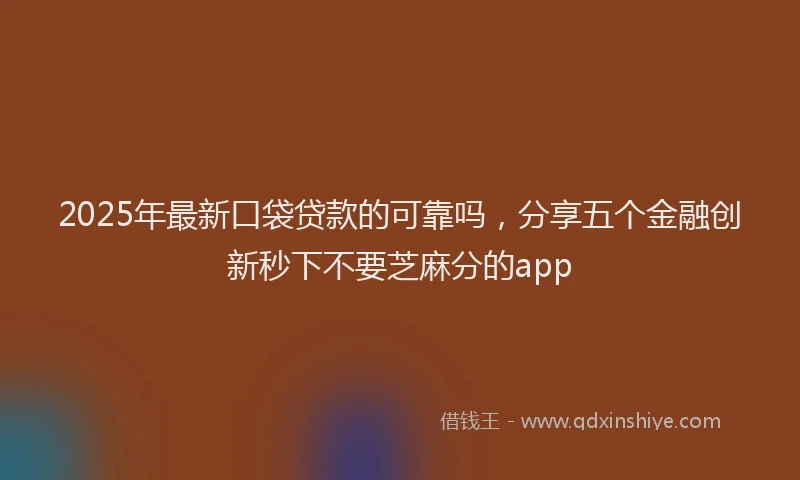 2025年最新口袋贷款的可靠吗，分享五个金融创新秒下不要芝麻分的app