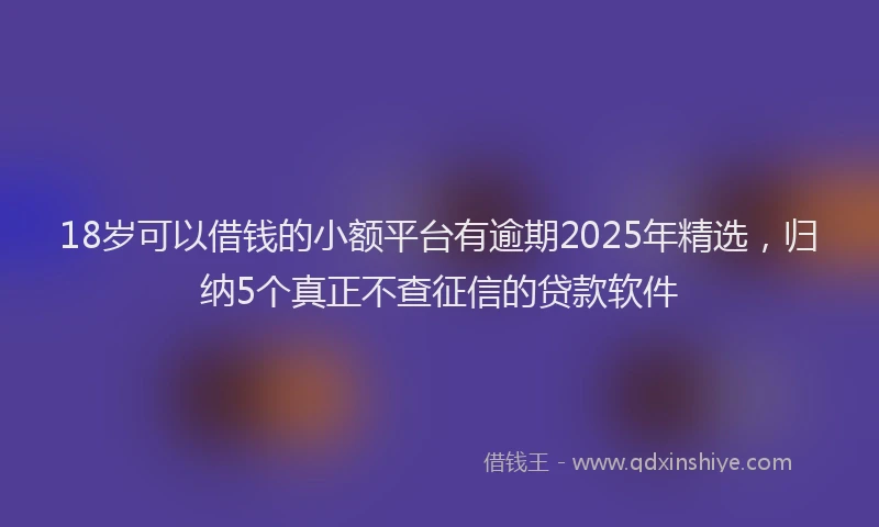 18岁可以借钱的小额平台有逾期2025年精选，归纳5个真正不查征信的贷款软件