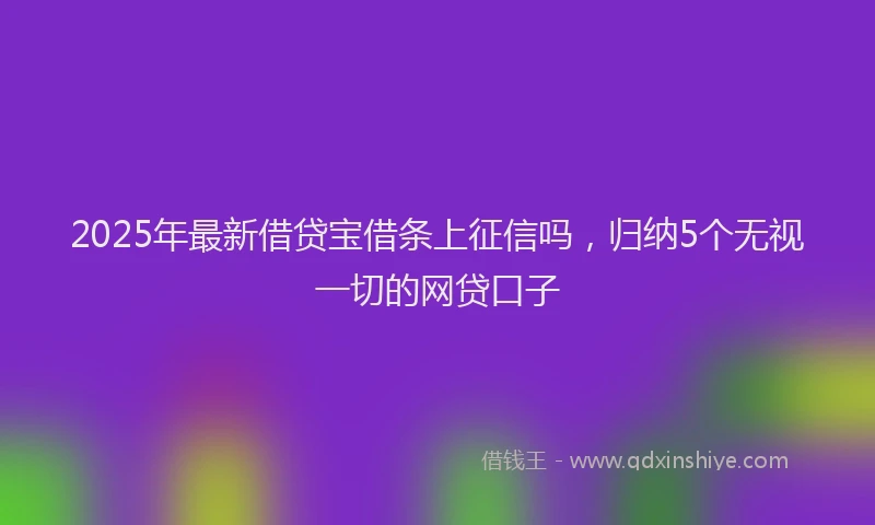 2025年最新借贷宝借条上征信吗，归纳5个无视一切的网贷口子