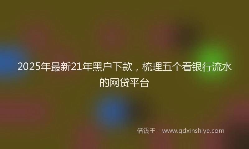 2025年最新21年黑户下款，梳理五个看银行流水的网贷平台