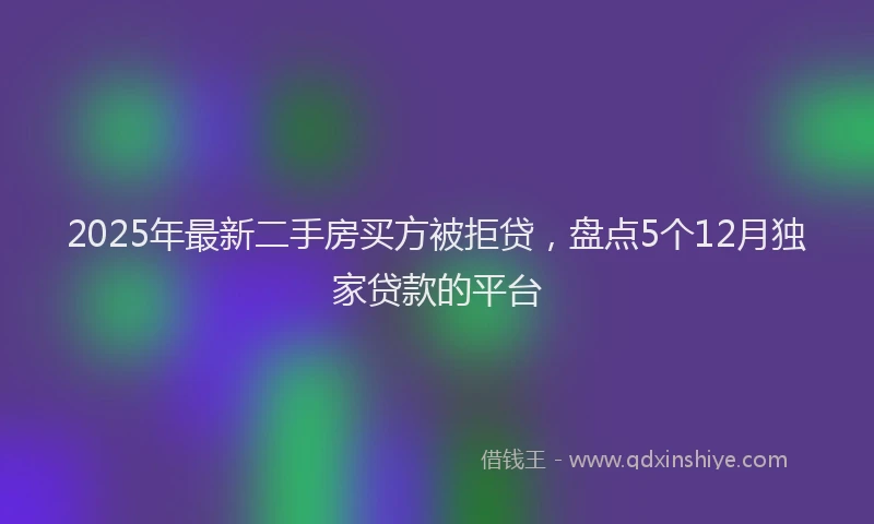 2025年最新二手房买方被拒贷，盘点5个12月独家贷款的平台