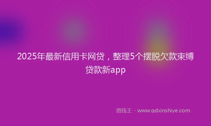 2025年最新信用卡网贷，整理5个摆脱欠款束缚贷款新app