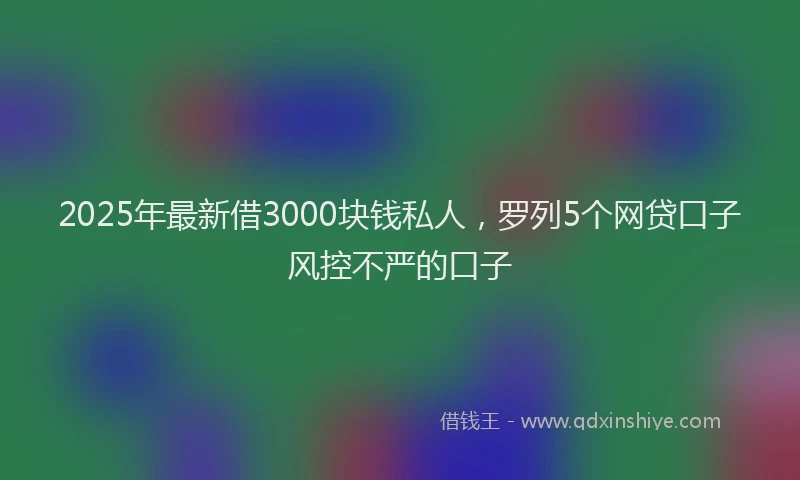 2025年最新借3000块钱私人，罗列5个网贷口子风控不严的口子