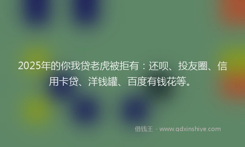 2025年的你我贷老虎被拒有：还呗、投友圈、信用卡贷、洋钱罐、百度有钱花等。