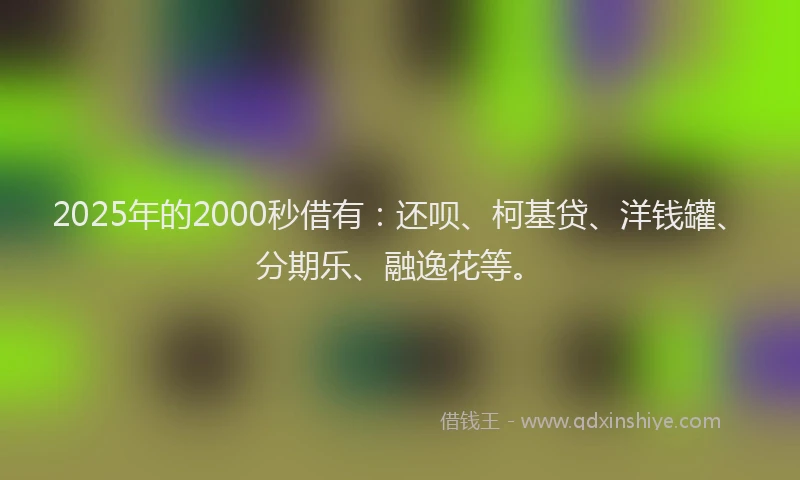 2025年的2000秒借有：还呗、柯基贷、洋钱罐、分期乐、融逸花等。
