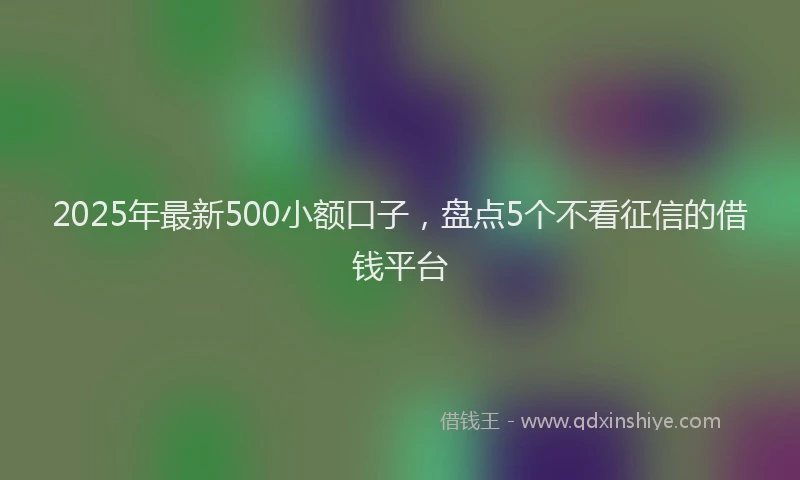 2025年最新500小额口子，盘点5个不看征信的借钱平台