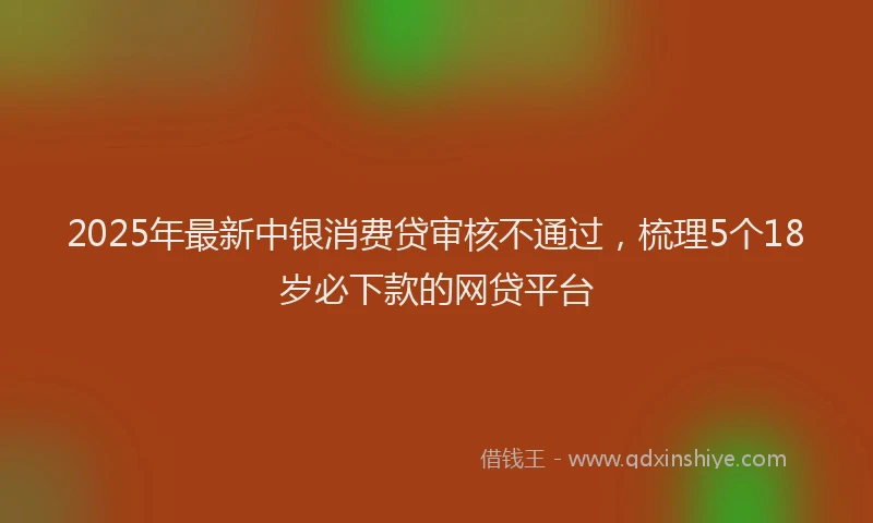 2025年最新中银消费贷审核不通过，梳理5个18岁必下款的网贷平台