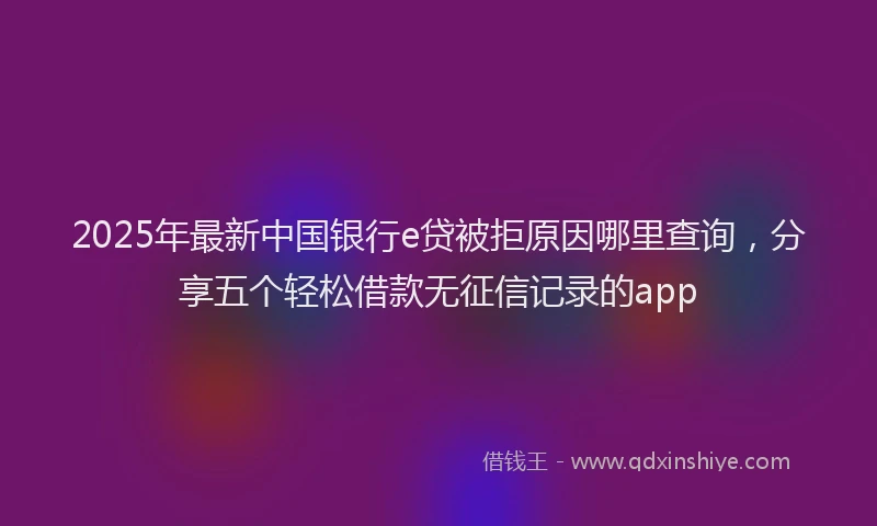 2025年最新中国银行e贷被拒原因哪里查询，分享五个轻松借款无征信记录的app