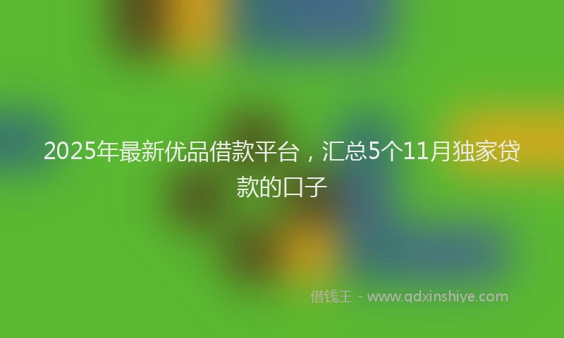 2025年最新优品借款平台，汇总5个11月独家贷款的口子