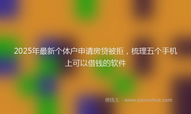 2025年最新个体户申请房贷被拒，梳理五个手机上可以借钱的软件