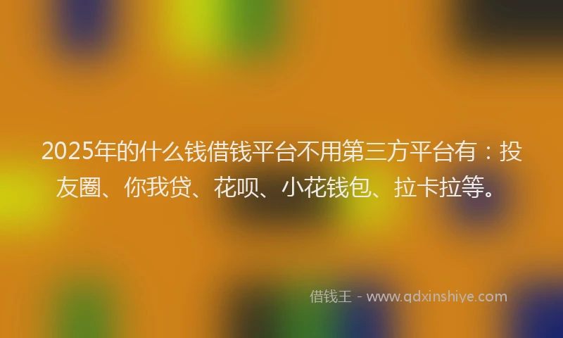 2025年的什么钱借钱平台不用第三方平台有：投友圈、你我贷、花呗、小花钱包、拉卡拉等。