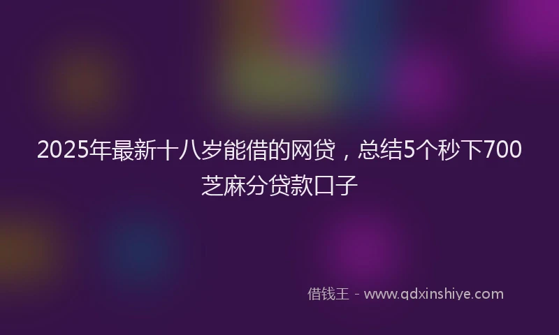 2025年最新十八岁能借的网贷，总结5个秒下700芝麻分贷款口子