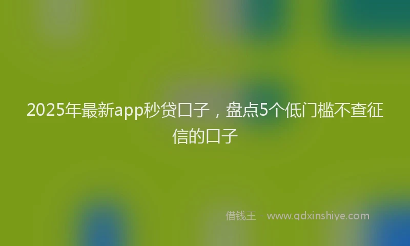 2025年最新app秒贷口子，盘点5个低门槛不查征信的口子
