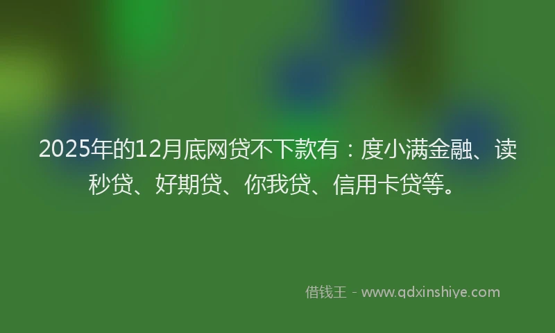 2025年的12月底网贷不下款有：度小满金融、读秒贷、好期贷、你我贷、信用卡贷等。