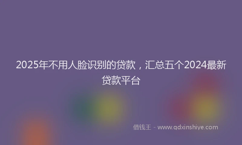 2025年不用人脸识别的贷款，汇总五个2024最新贷款平台