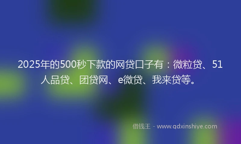 2025年的500秒下款的网贷口子有：微粒贷、51人品贷、团贷网、e微贷、我来贷等。