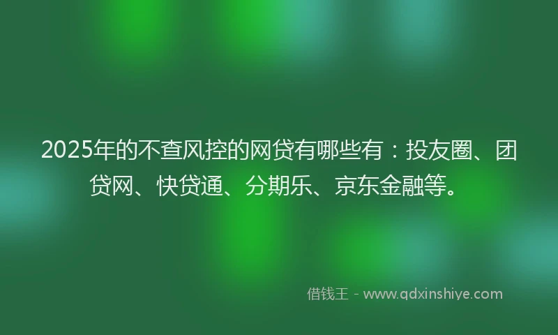 2025年的不查风控的网贷有哪些有：投友圈、团贷网、快贷通、分期乐、京东金融等。