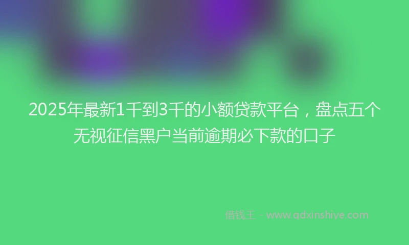 2025年最新1千到3千的小额贷款平台，盘点五个无视征信黑户当前逾期必下款的口子