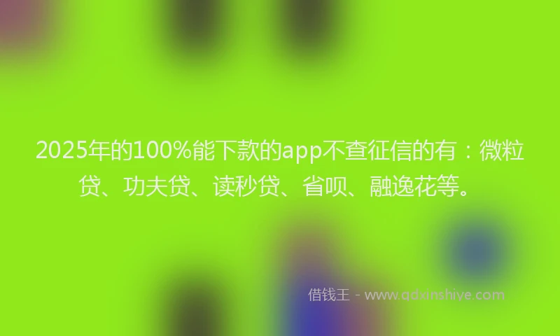 2025年的100%能下款的app不查征信的有：微粒贷、功夫贷、读秒贷、省呗、融逸花等。