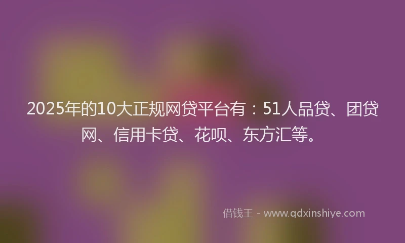 2025年的10大正规网贷平台有：51人品贷、团贷网、信用卡贷、花呗、东方汇等。
