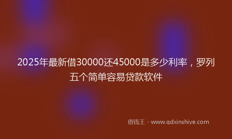 2025年最新借30000还45000是多少利率，罗列五个简单容易贷款软件