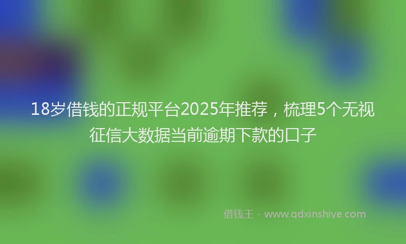 18岁借钱的正规平台2025年推荐，梳理5个无视征信大数据当前逾期下款的口子