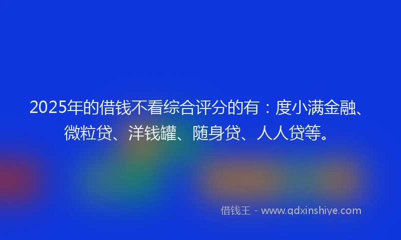 2025年的借钱不看综合评分的有：度小满金融、微粒贷、洋钱罐、随身贷、人人贷等。