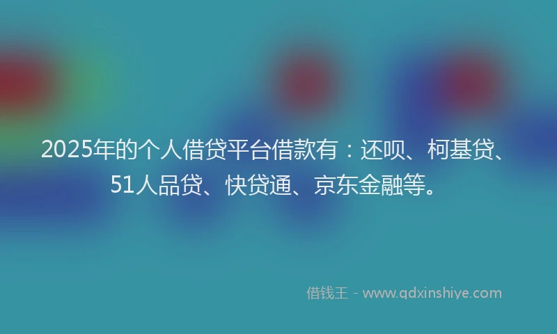2025年的个人借贷平台借款有：还呗、柯基贷、51人品贷、快贷通、京东金融等。