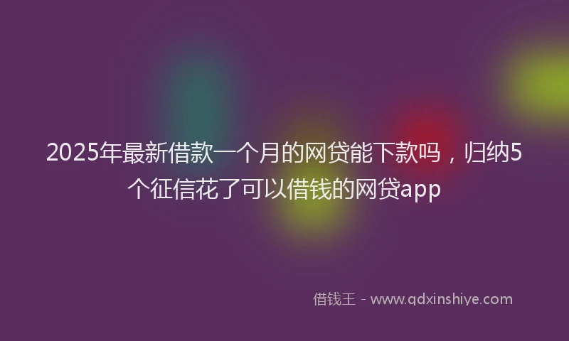 2025年最新借款一个月的网贷能下款吗，归纳5个征信花了可以借钱的网贷app