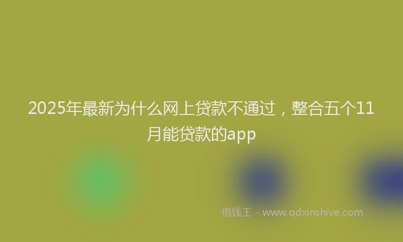 2025年最新为什么网上贷款不通过，整合五个11月能贷款的app