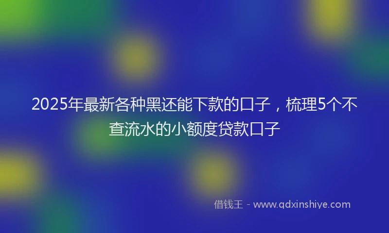 2025年最新各种黑还能下款的口子，梳理5个不查流水的小额度贷款口子