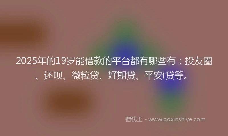 2025年的19岁能借款的平台都有哪些有：投友圈、还呗、微粒贷、好期贷、平安i贷等。