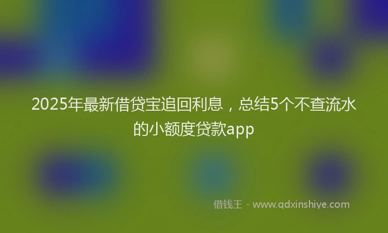 2025年最新借贷宝追回利息，总结5个不查流水的小额度贷款app