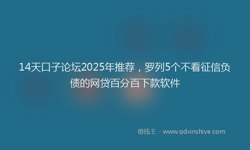 14天口子论坛2025年推荐，罗列5个不看征信负债的网贷百分百下款软件