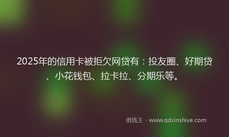 2025年的信用卡被拒欠网贷有：投友圈、好期贷、小花钱包、拉卡拉、分期乐等。