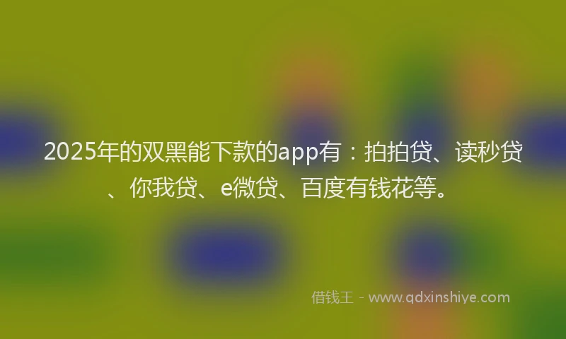 2025年的双黑能下款的app有：拍拍贷、读秒贷、你我贷、e微贷、百度有钱花等。