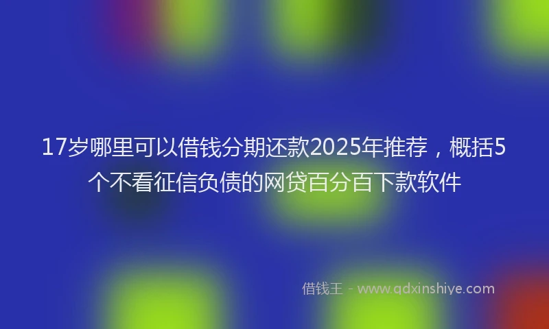 17岁哪里可以借钱分期还款2025年推荐，概括5个不看征信负债的网贷百分百下款软件
