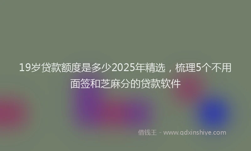 19岁贷款额度是多少2025年精选，梳理5个不用面签和芝麻分的贷款软件