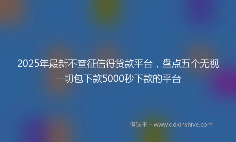 2025年最新不查征信得贷款平台，盘点五个无视一切包下款5000秒下款的平台